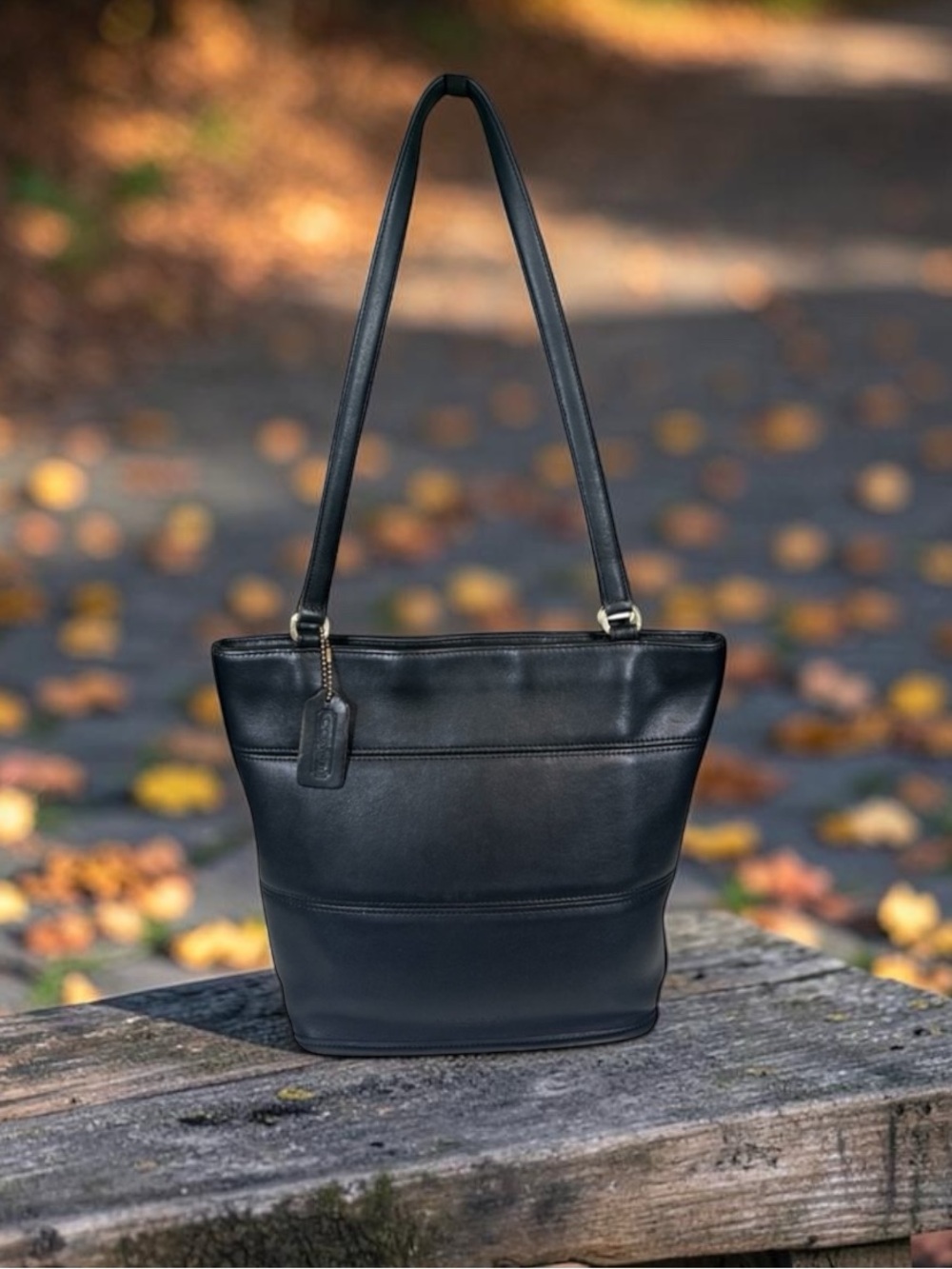 Vintage Coach Tribeca Shopper Tote Black Glove Tanned Leather 9098 Rare 1997